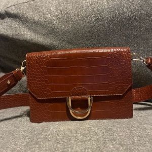 Faux croc cross body bag